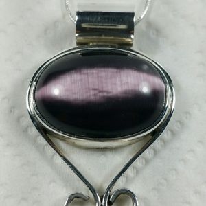 18g MEXICO PURPLE CATS EYE STERLING SILVER PENDANT